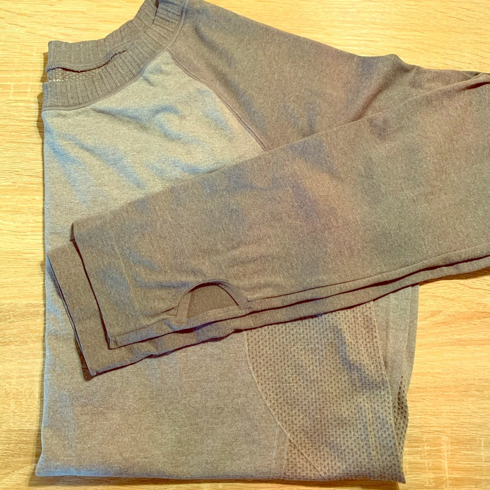 Long Sleeve Grey Workout Top